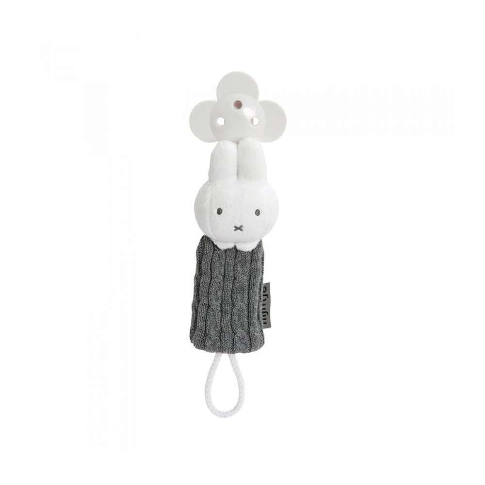 Miffy Gray Pacifier Clip with Strap