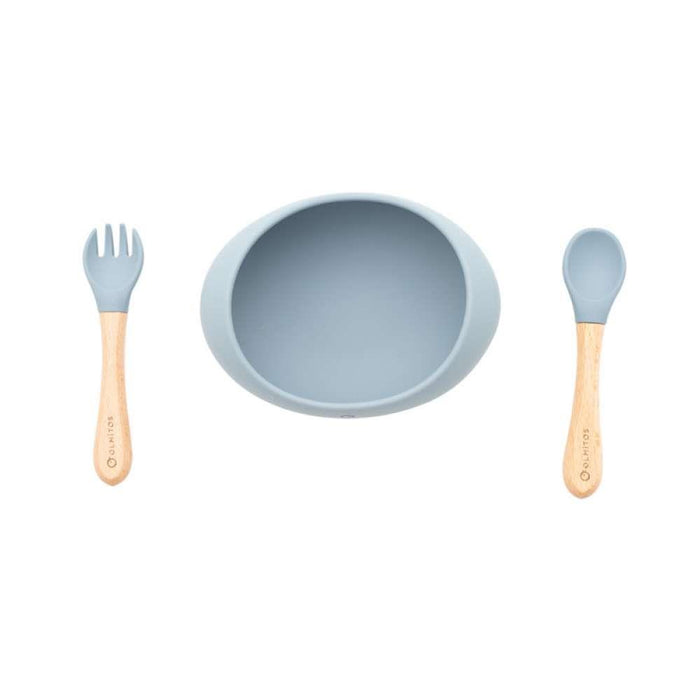 Conjunto de Alimentação em Silicone com 3 Peças Cinza