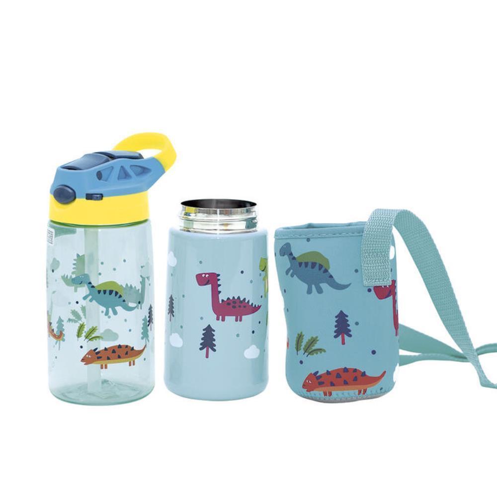 Set de botella, termo y funda de dinosaurio Tritan