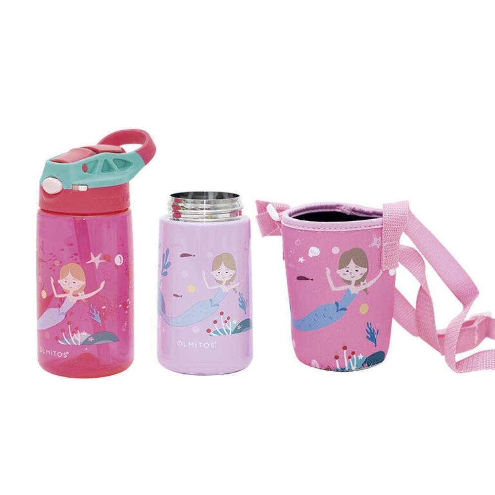 Set de botella, termo y funda de sirena de Tritan