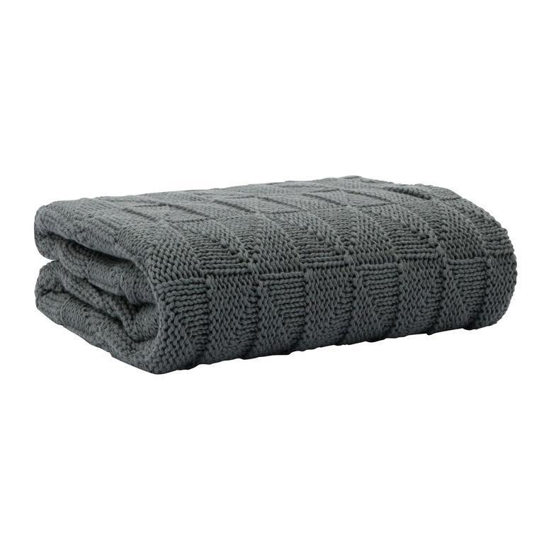Charcoal Cotton Crochet Blanket 75 x 100cm