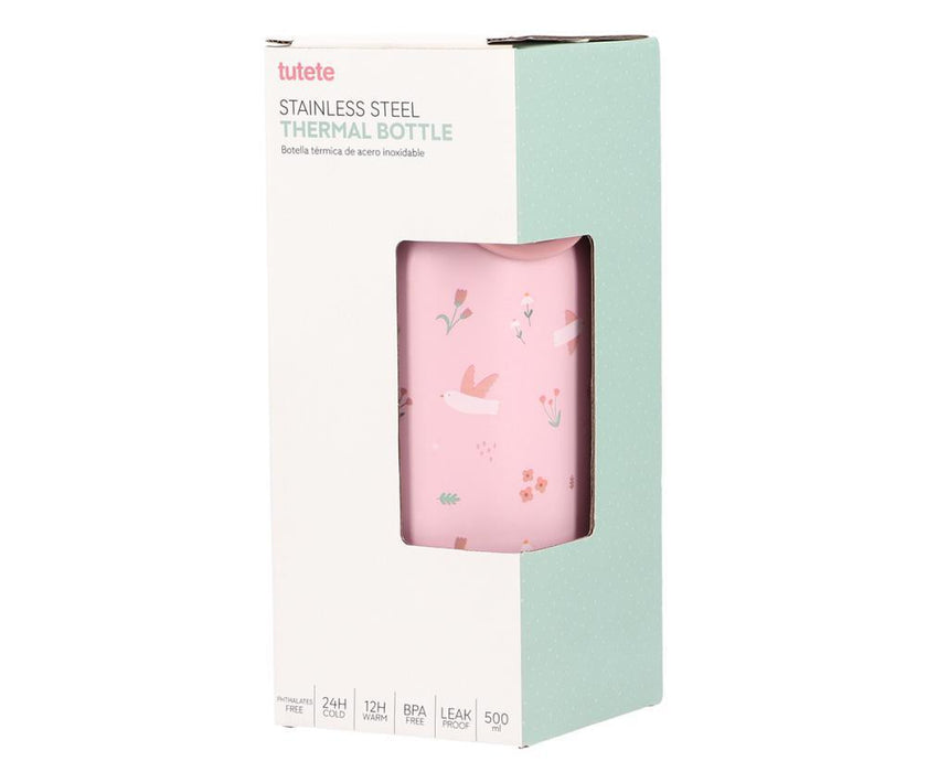 Garrafa Térmica em Inox com Tampa Flip Tutete Blossom Birds 500ml