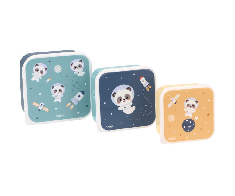 3 Caixas Lancheira Tutete Pandas in Space