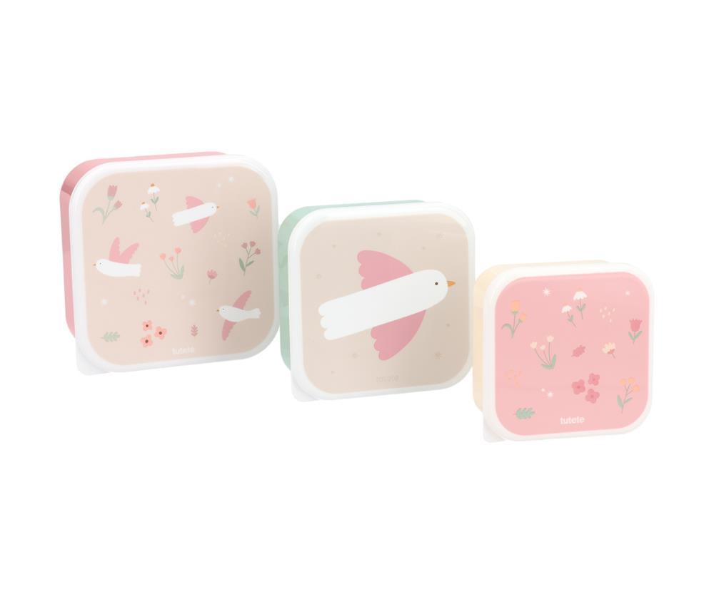 3 Caixas Lancheira Tutete Blossom Birds