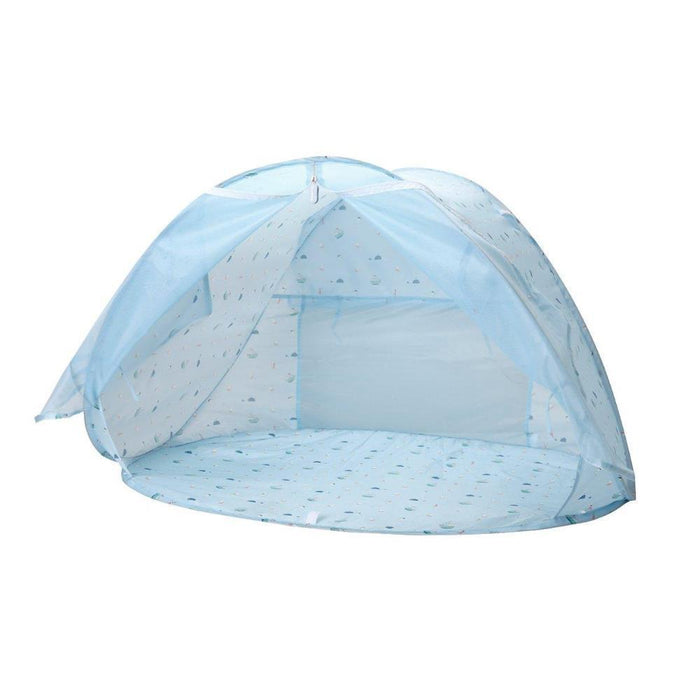 Tienda de playa/jardín plegable Monnëka con diseño de barco de pesca, protección UPF50+ y contra mosquitos.