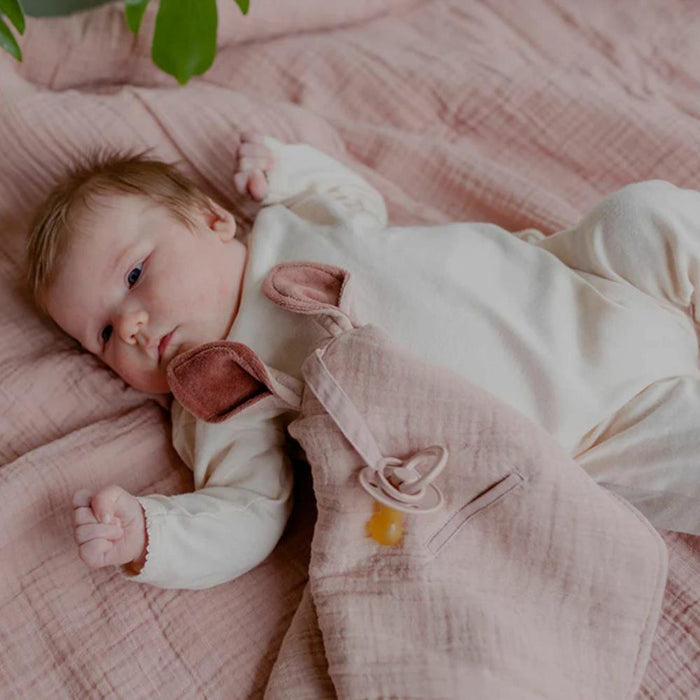 Doudou com Clip para Chupeta Bibs Liberty Kangaroo Eloise Blush