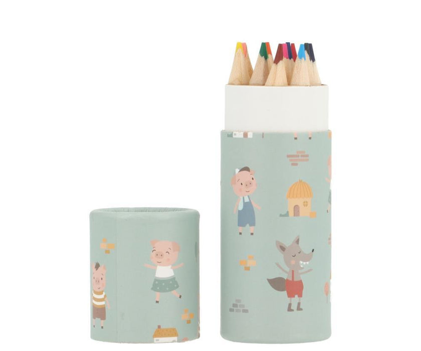 Tubo com 12 Lápis Tutete Three Little Pigs