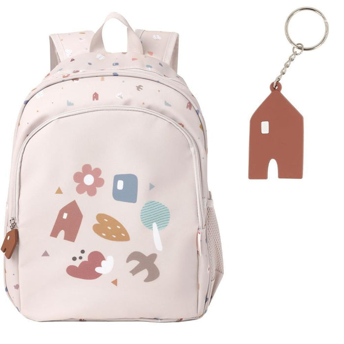 Mochila Média Tutete Geometric Nature 38x27cm com Porta Chaves