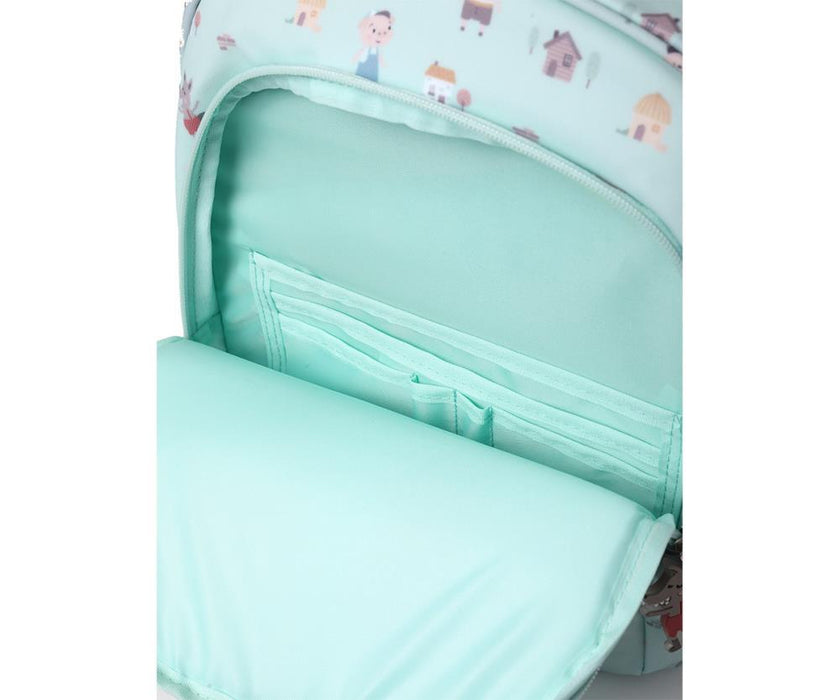 Mochila Média Tutete Three Little Pigs 38x27cm com Porta Chaves