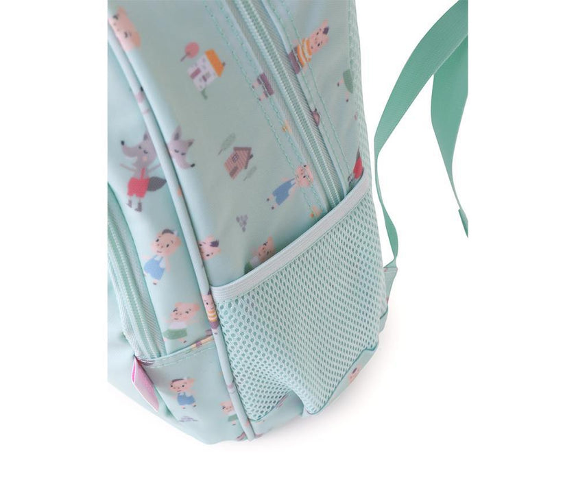 Mochila Média Tutete Three Little Pigs 38x27cm com Porta Chaves