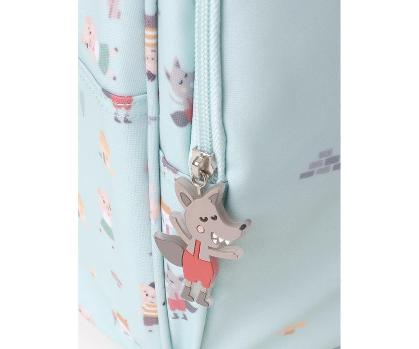 Mochila Média Tutete Three Little Pigs 38x27cm com Porta Chaves