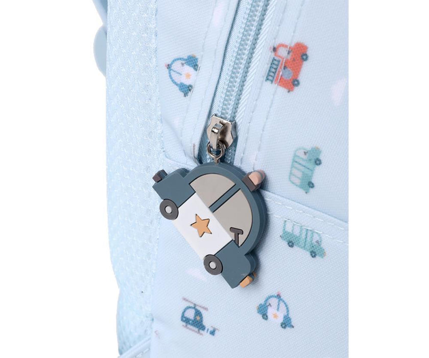 Mochila Média Tutete City Cars 38x27cm com Porta Chaves