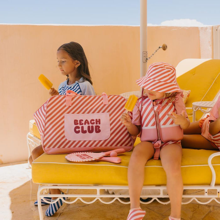 Mala de Praia com Rede Anti-Areia Monnëka Stripes Bloom&Blush
