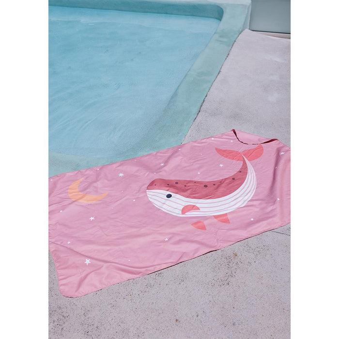 Toalha de Praia em Microfibra Monnëka Whale Pink 160x90cm