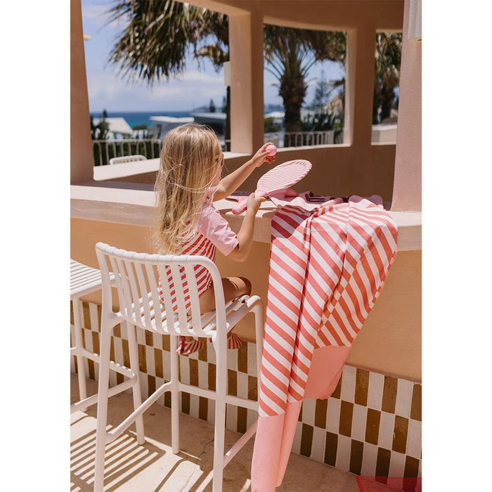 Toalha de Praia em Microfibra Monnëka Stripes Bloom & Blush 160x90cm