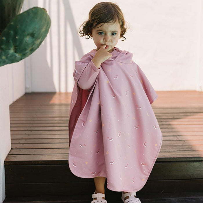 Toalha Poncho Monnëka Whale Pink Tamanho S 1-3 Anos