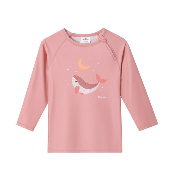 Camisola de Praia de Manga Comprida UPF50+ Monnëka Whale Pink 1-2 Anos