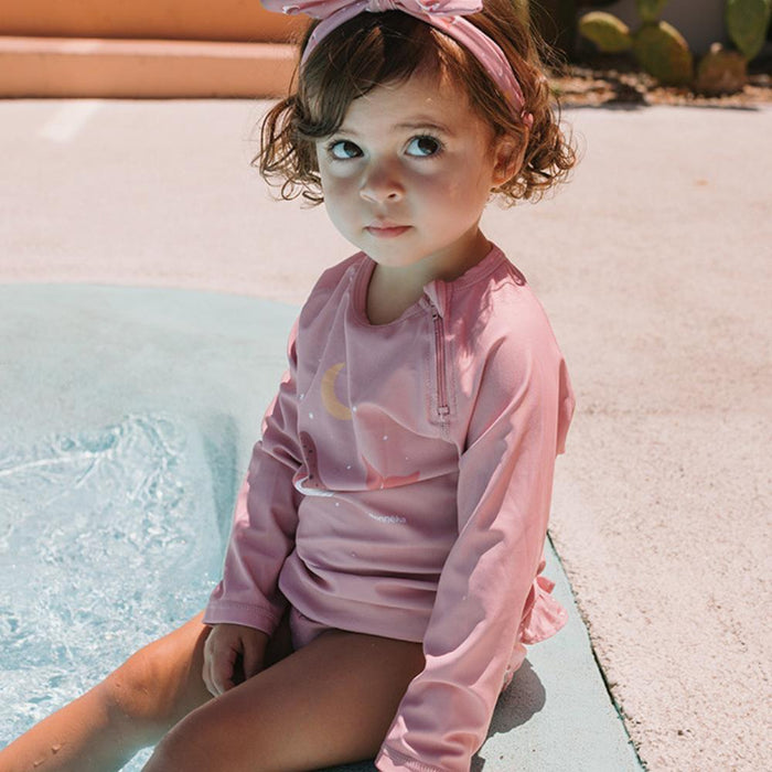 Camisola de Praia de Manga Comprida UPF50+ Monnëka Whale Pink 1-2 Anos