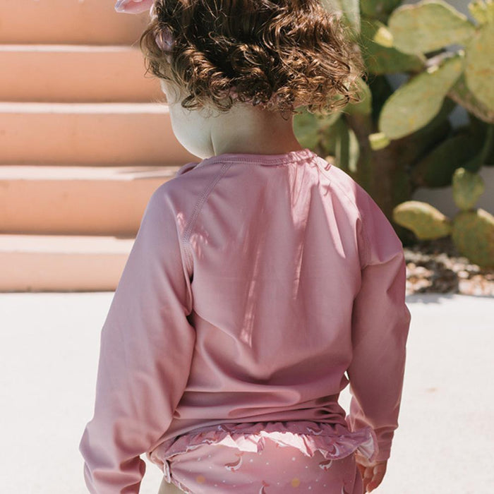 Camisola de Praia de Manga Comprida UPF50+ Monnëka Whale Pink 1-2 Anos