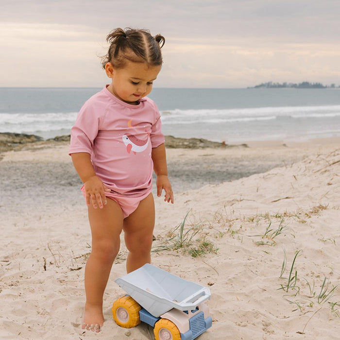 Camisola de Praia de Manga Curta UPF50+ Monnëka Whale Pink Rosa 6-12m