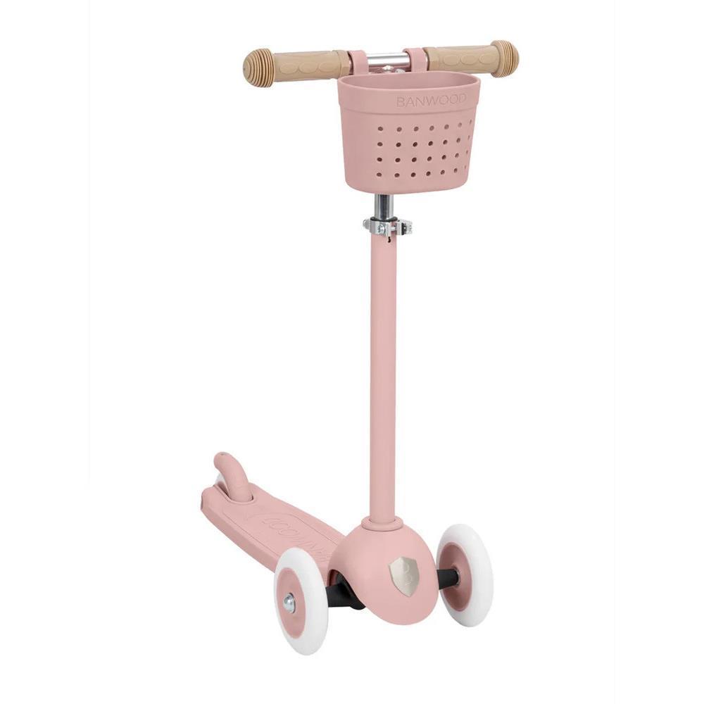 Trotinete Banwood Eco com Cesta Pin&Ride Dusty Rose