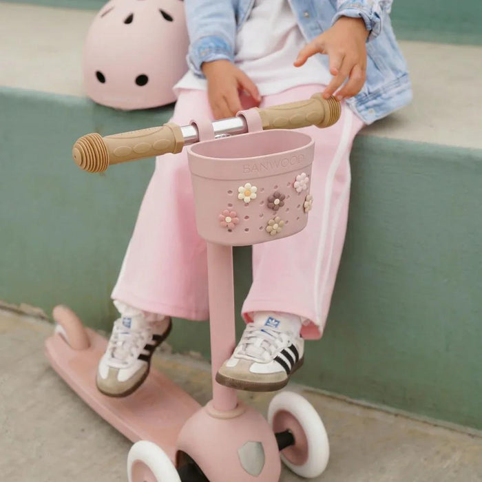 Trotinete Banwood Eco com Cesta Pin&Ride Dusty Rose