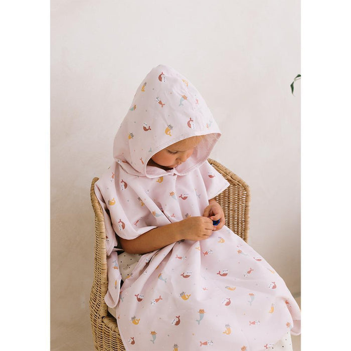 Toalha Poncho Monnëka Mermaid Cats Tamanho S 1-3 Anos
