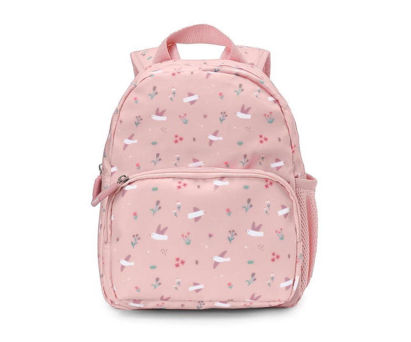 Mochila Pequena com Bolso Tutete Blossom Birds 28cm