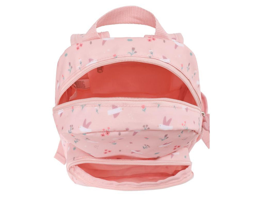Mochila Pequena com Bolso Tutete Blossom Birds 28cm