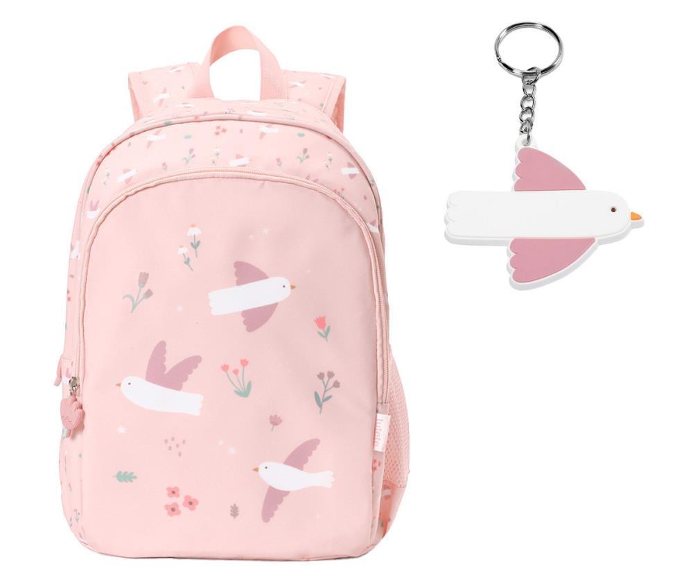 Mochila Média com Porta-Chaves Tutete Blossom Birds 38cm