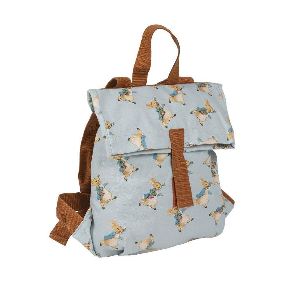 Peter Rabbit Roll Top Backpack Blue and Brown 30x28cm