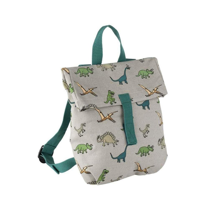 Mochila Roll Top Dinosaurios Verde 30x28cm