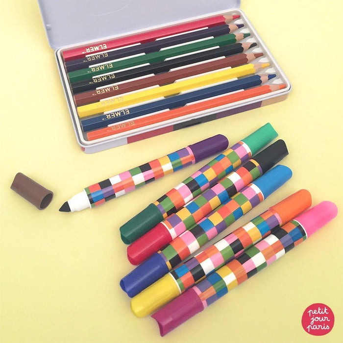 6 Canetas Elmer Laváveis com Ponta Dupla