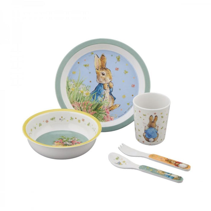 Conjunto de Refeição em Melamina Peter Rabbit Verde 5 Peças
