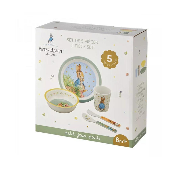 Conjunto de Refeição em Melamina Peter Rabbit Verde 5 Peças