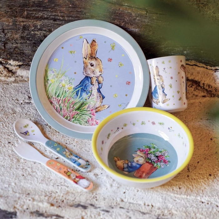 Conjunto de Refeição em Melamina Peter Rabbit Verde 5 Peças