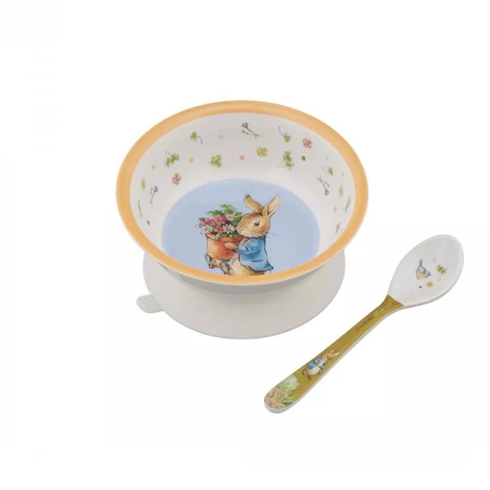 Taça em Melamina com Ventosa 160ml e Colher Peter Rabbit Alperce