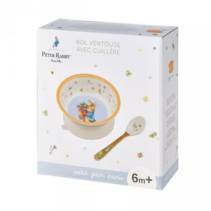 Taça em Melamina com Ventosa 160ml e Colher Peter Rabbit Alperce
