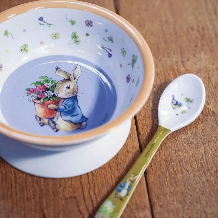 Taça em Melamina com Ventosa 160ml e Colher Peter Rabbit Alperce