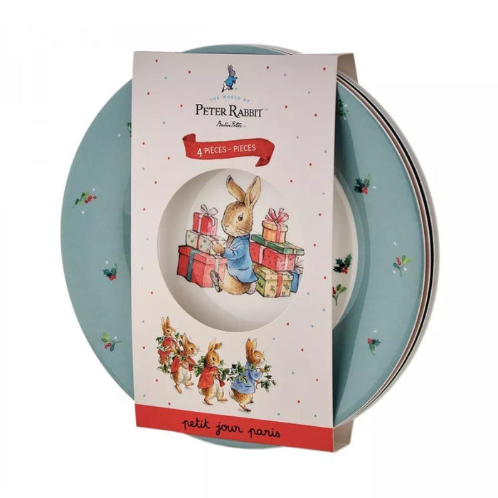 Conjunto de 4 Pratos em Melamina Peter Rabbit Festa 20cm
