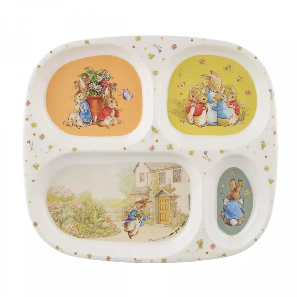 Prato com Divisórias em Melamina Peter Rabbit Flores Branco