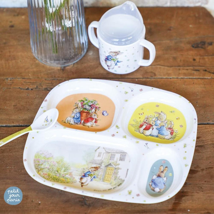 Prato com Divisórias em Melamina Peter Rabbit Flores Branco