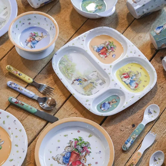 Prato com Divisórias em Melamina Peter Rabbit Flores Branco