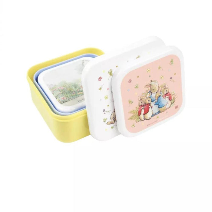 3 Caixas Lancheiras Peter Rabbit Flores Branco