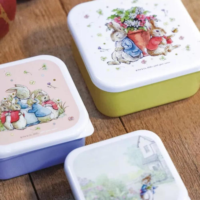 3 Caixas Lancheiras Peter Rabbit Flores Branco
