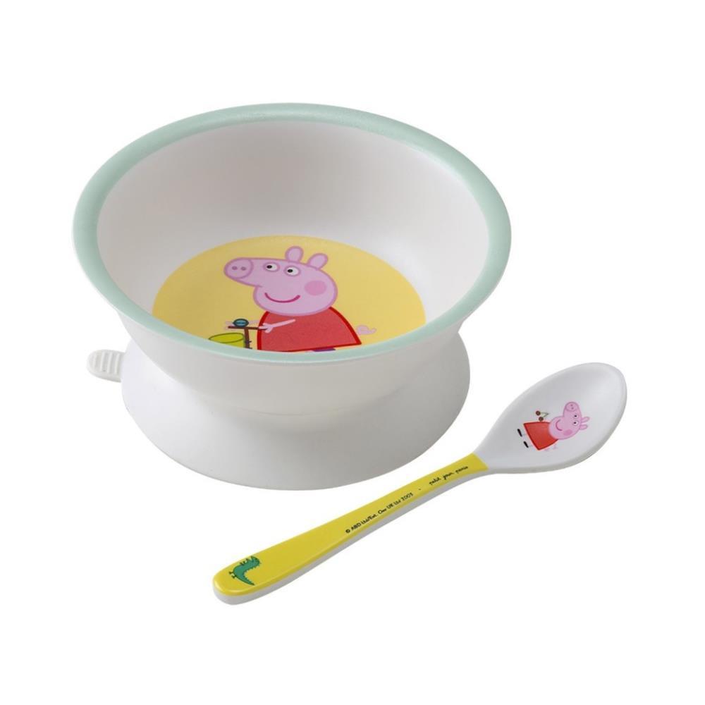 Taça em Melamina com Ventosa 160ml e Colher Peppa Pig Amarelo