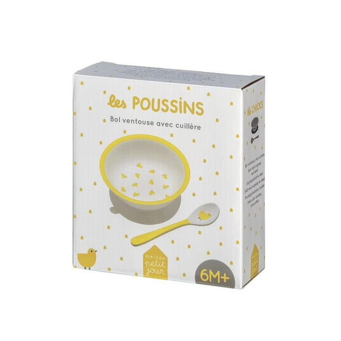 Taça em Melamina com Ventosa 160ml e Colher Petit Jour Pintos
