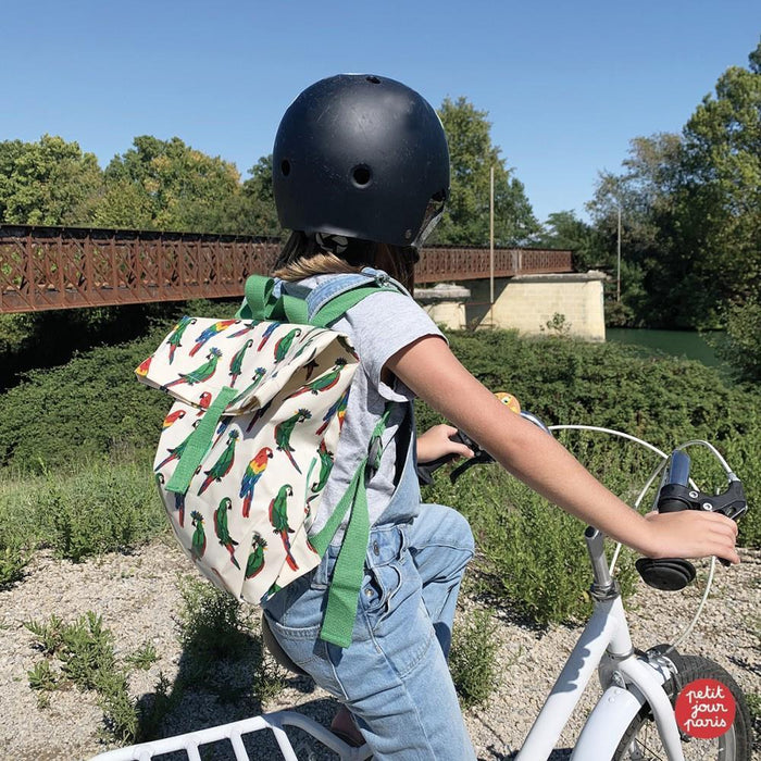 Mini Mochila Petit Jour Roll Top Papagaios Verde 30x28cm