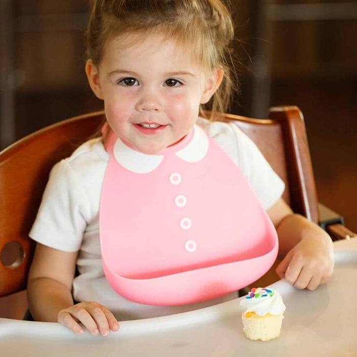 Babete em Silicone Make My Day Peter Pan Collar Rosa