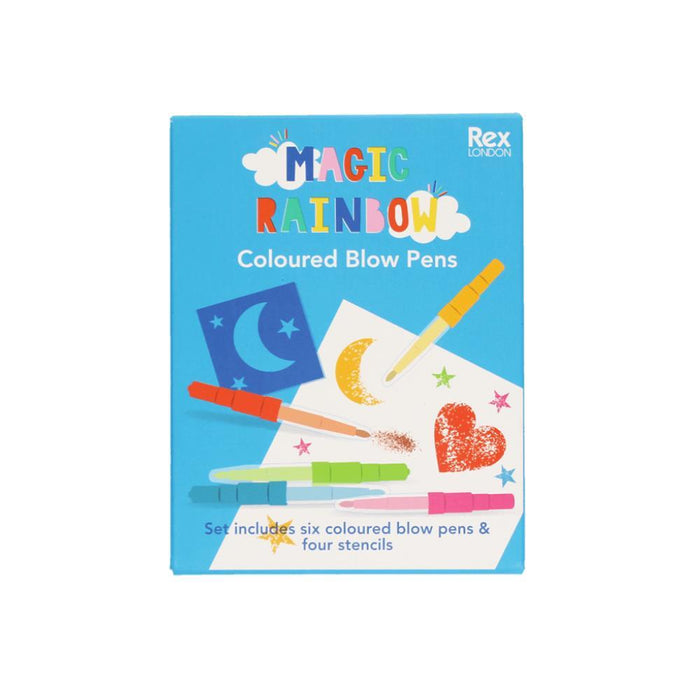 6 Canetas de Sopro com Stencil Rex London Magic Rainbow
